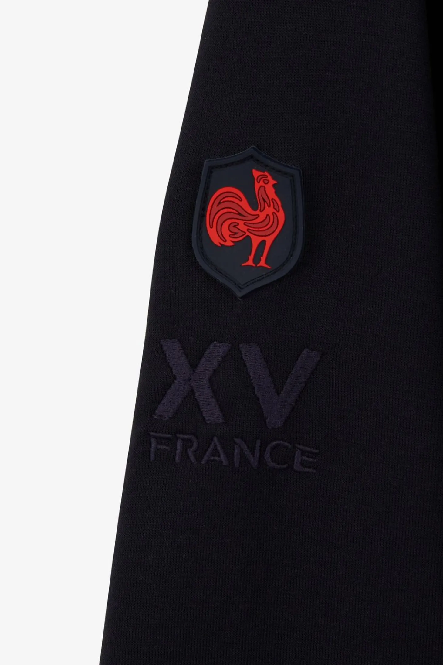 Sweat Zippe Bleu Fonce A Capuche Tricolore