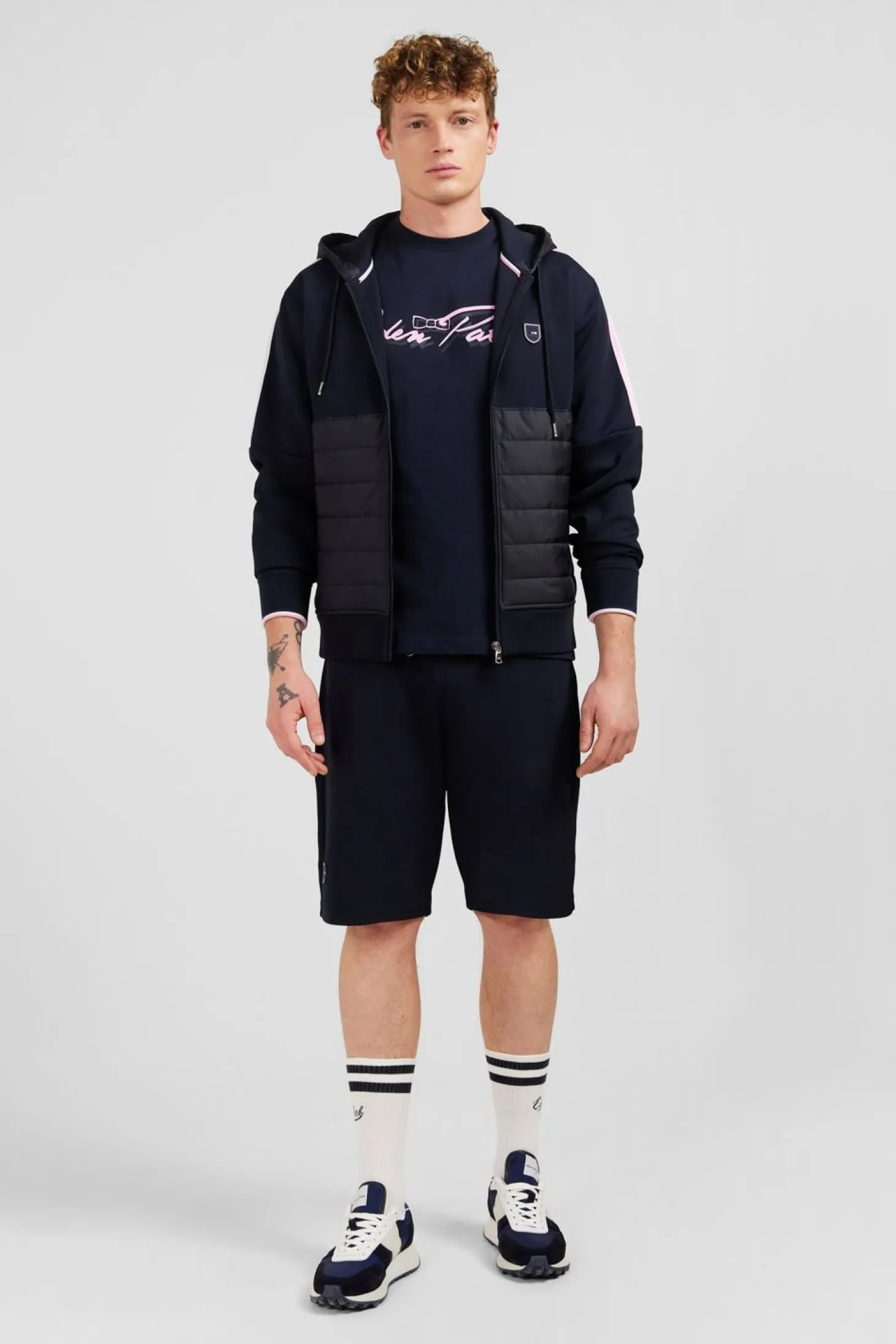 Sweat Zippe Bleu Marine A Capuche