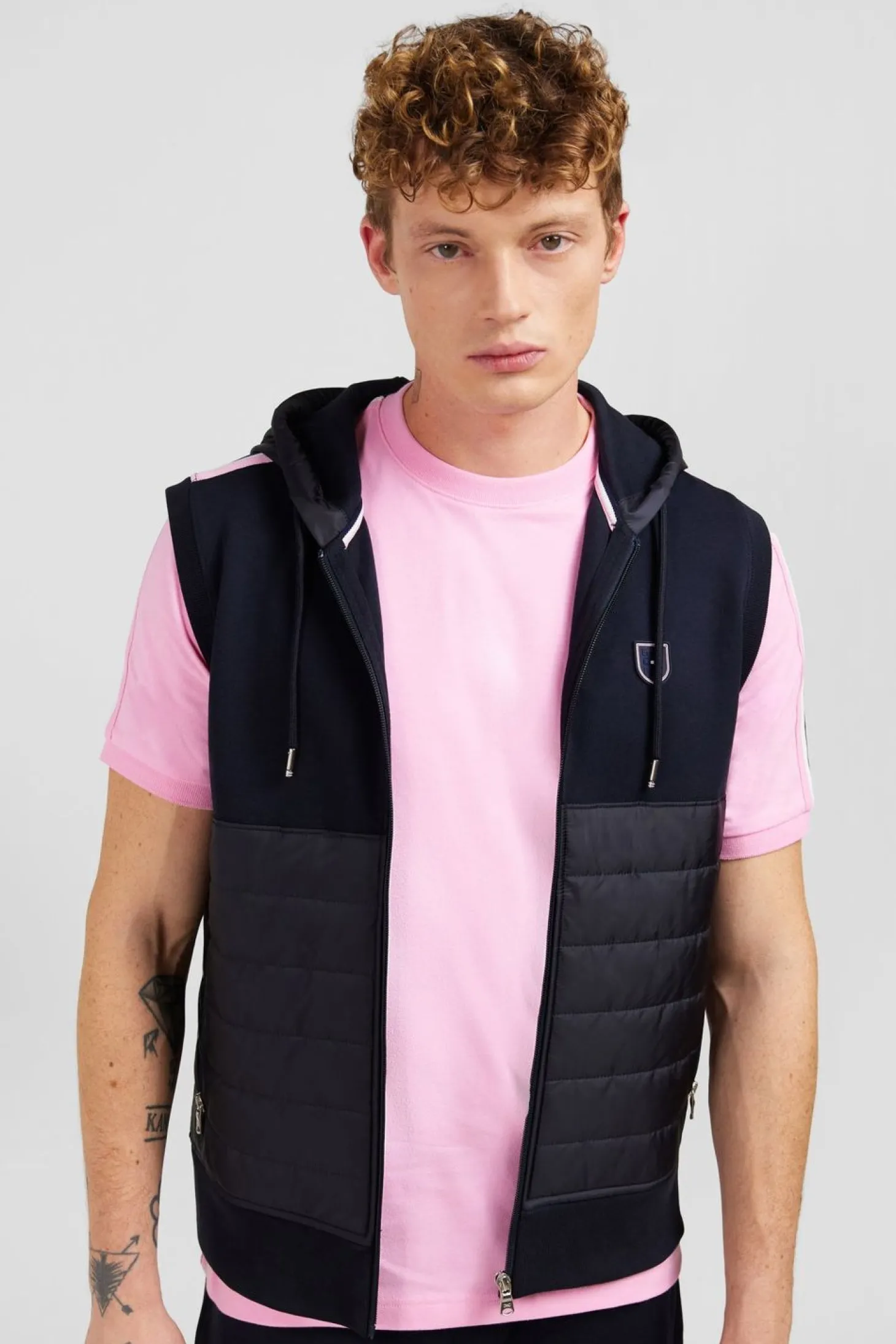 Sweat Zippe Bleu Marine Sans Manches
