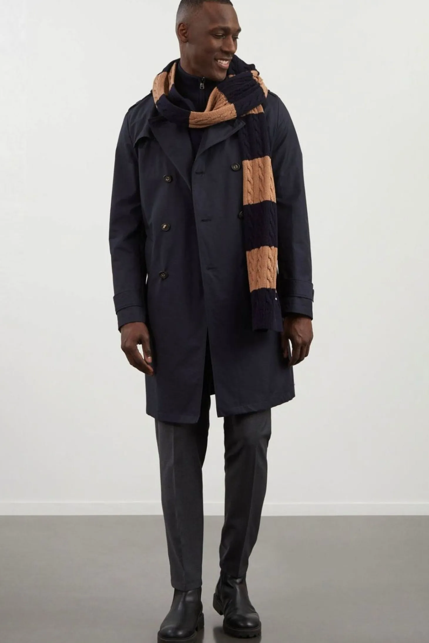 Trench Coat Deperlant Bleu Marine