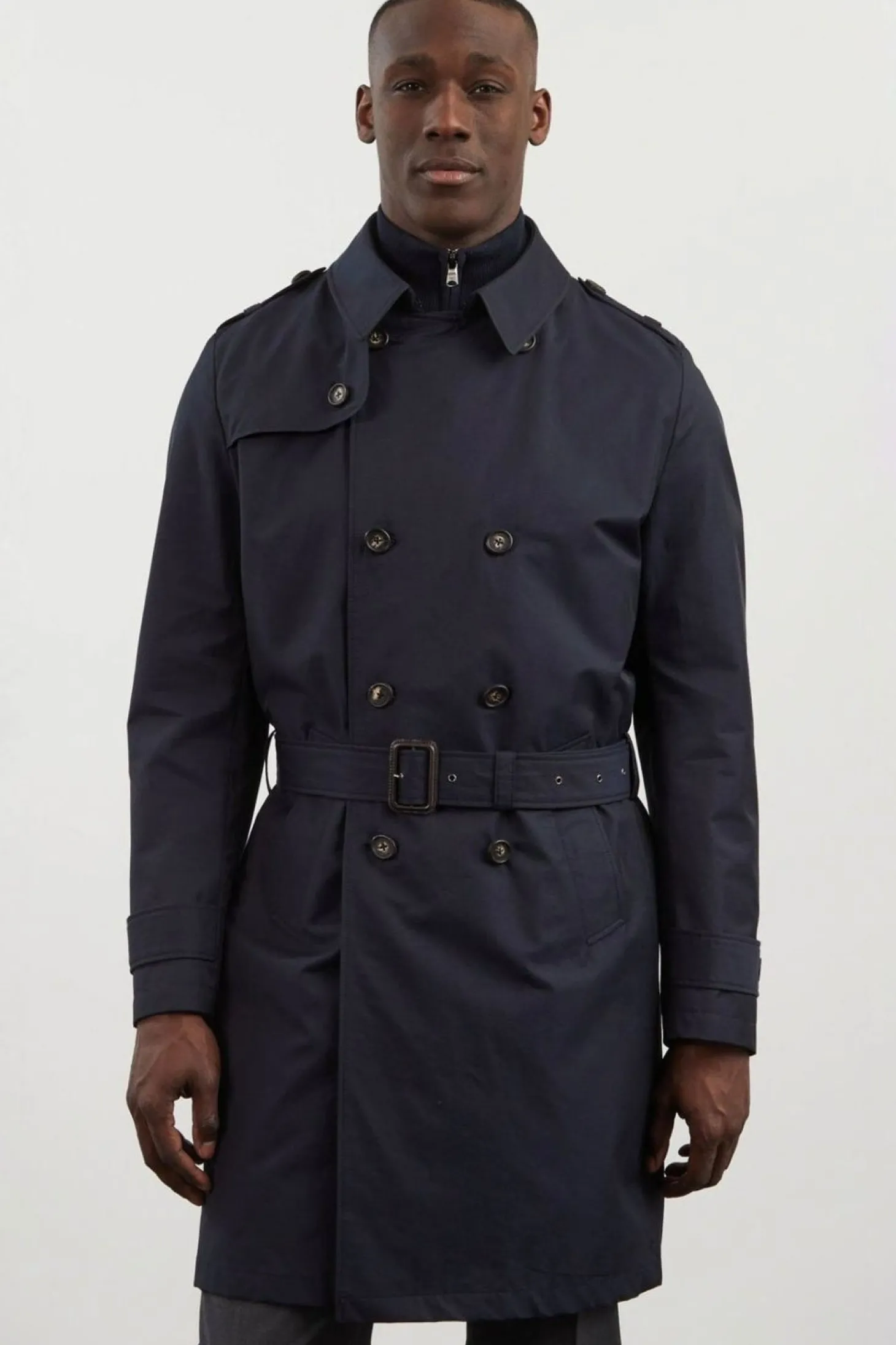 Trench Coat Deperlant Bleu Marine