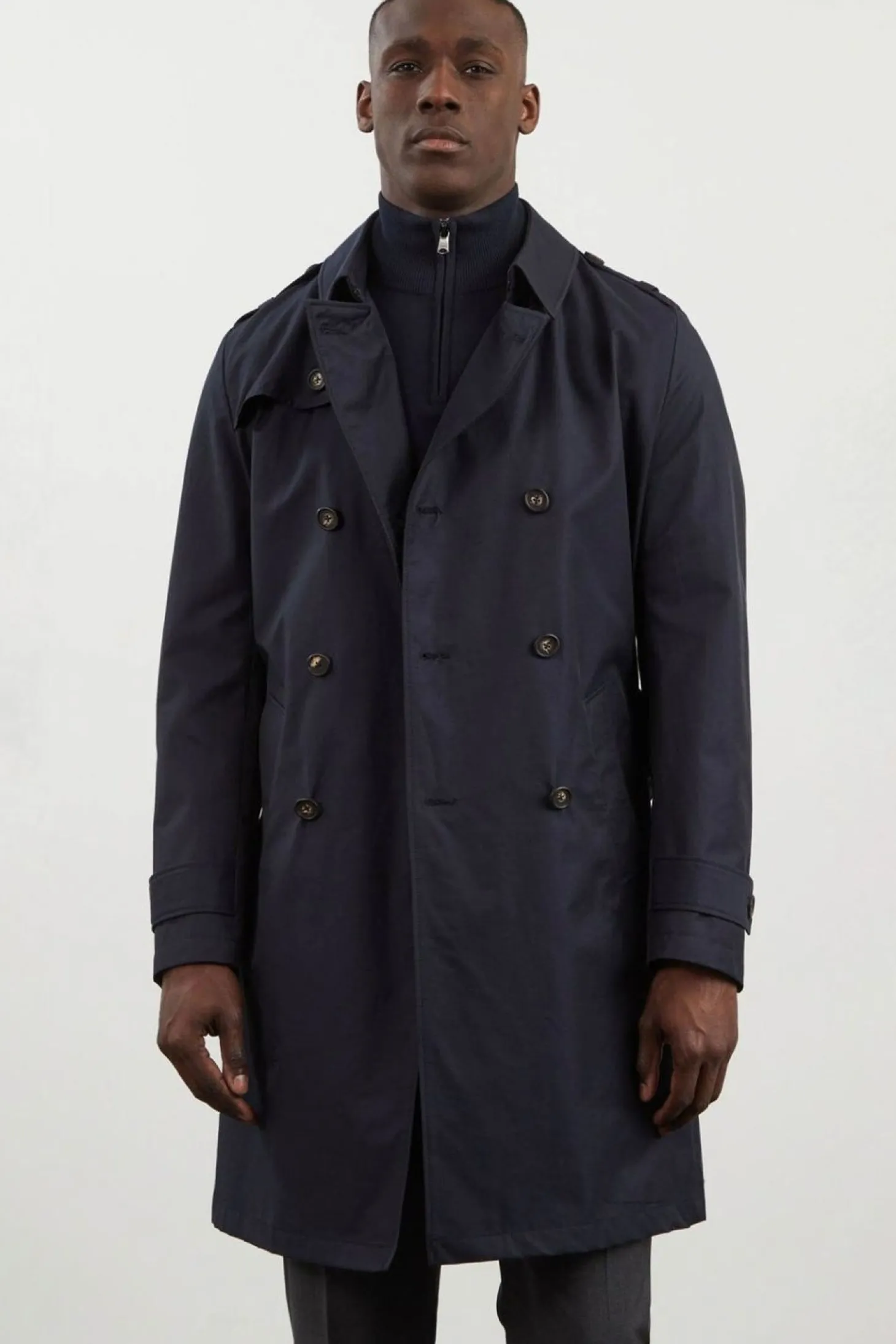 Trench Coat Deperlant Bleu Marine