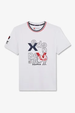 T-Shirt A Manches Courtes Blanc Imprime Xv De France