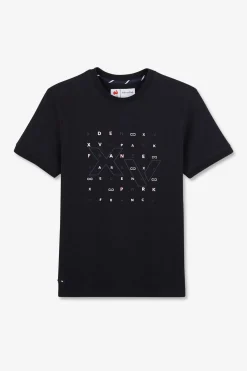 T-Shirt A Manches Courtes Bleu Marine Imprime