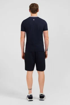 T-Shirt A Manches Courtes Bleu Marine Imprime