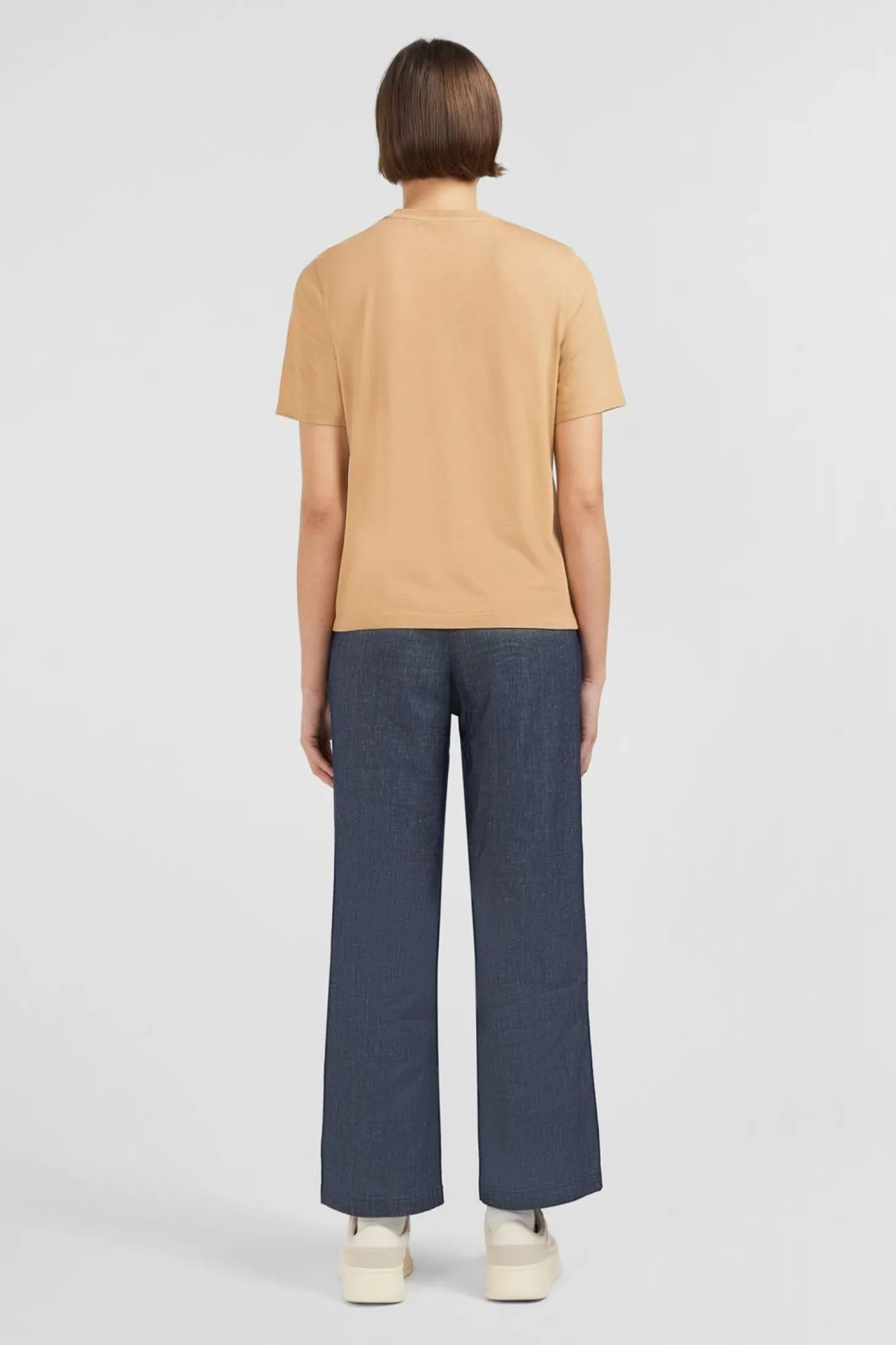 T-Shirt Beige Uni A Manches Courtes