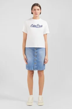 T-Shirt Blanc A Broderies Eden Park Fleuries
