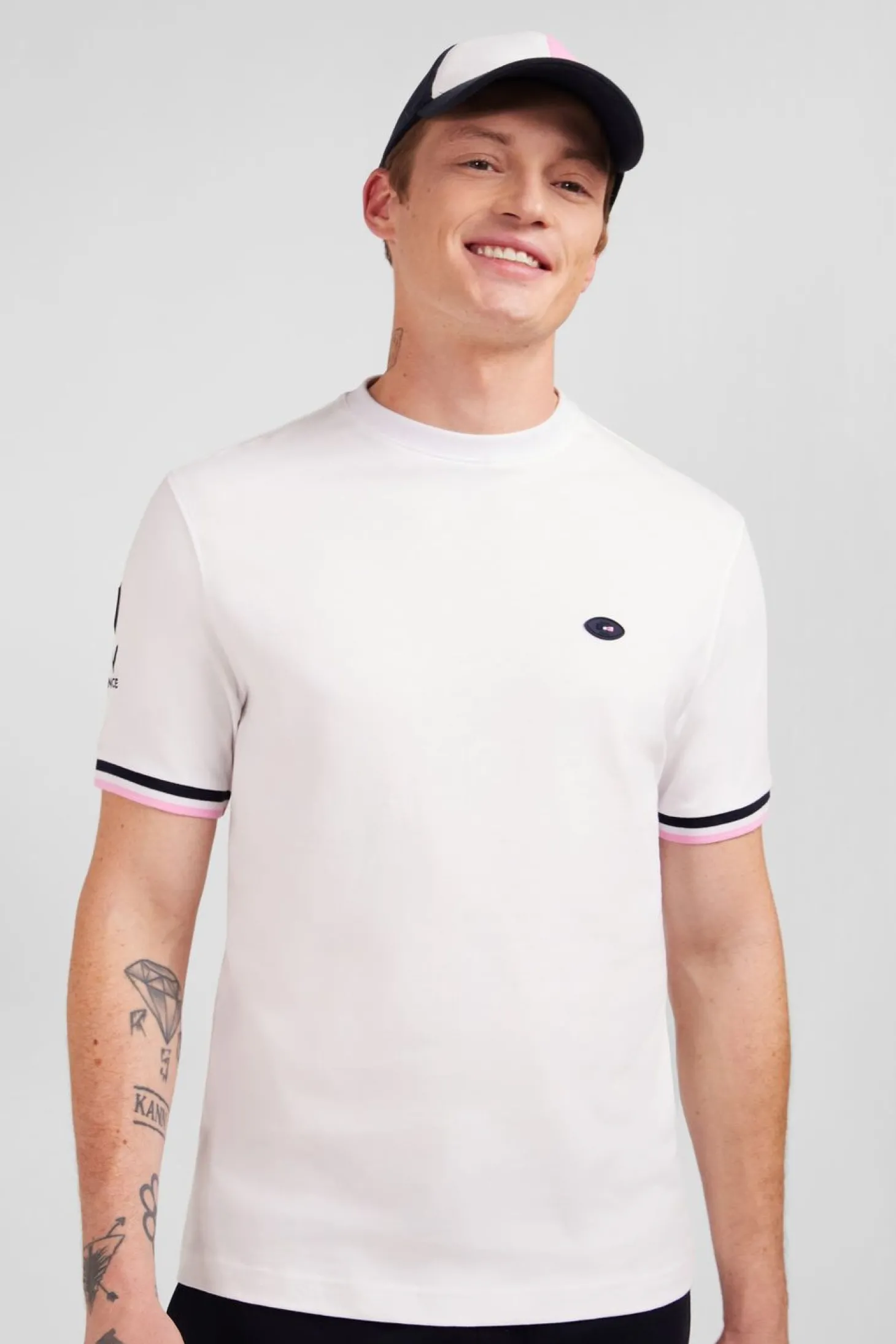 T-Shirt Blanc A Broderie Xv De France Au Dos