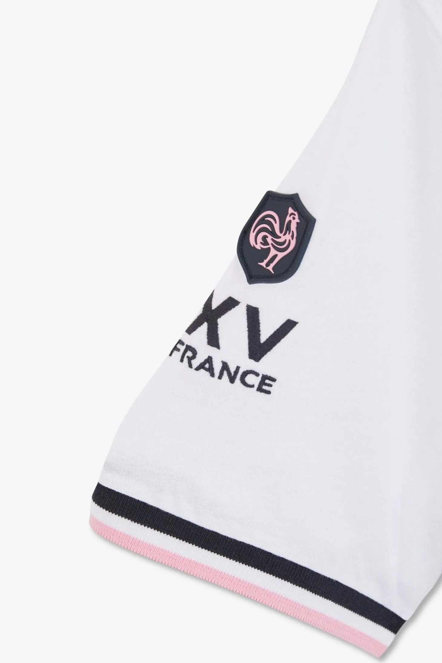 T-Shirt Blanc A Broderie Xv De France Au Dos