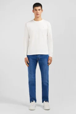 T-Shirt Blanc Col Rond A Manches Longues