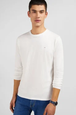 T-Shirt Blanc Col Rond A Manches Longues