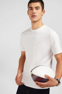 T-Shirt Blanc Col Rond A Manches Courtes