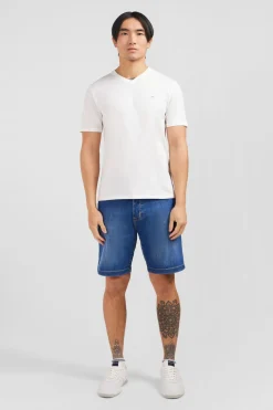 T-Shirt Blanc Col V A Manches Courtes