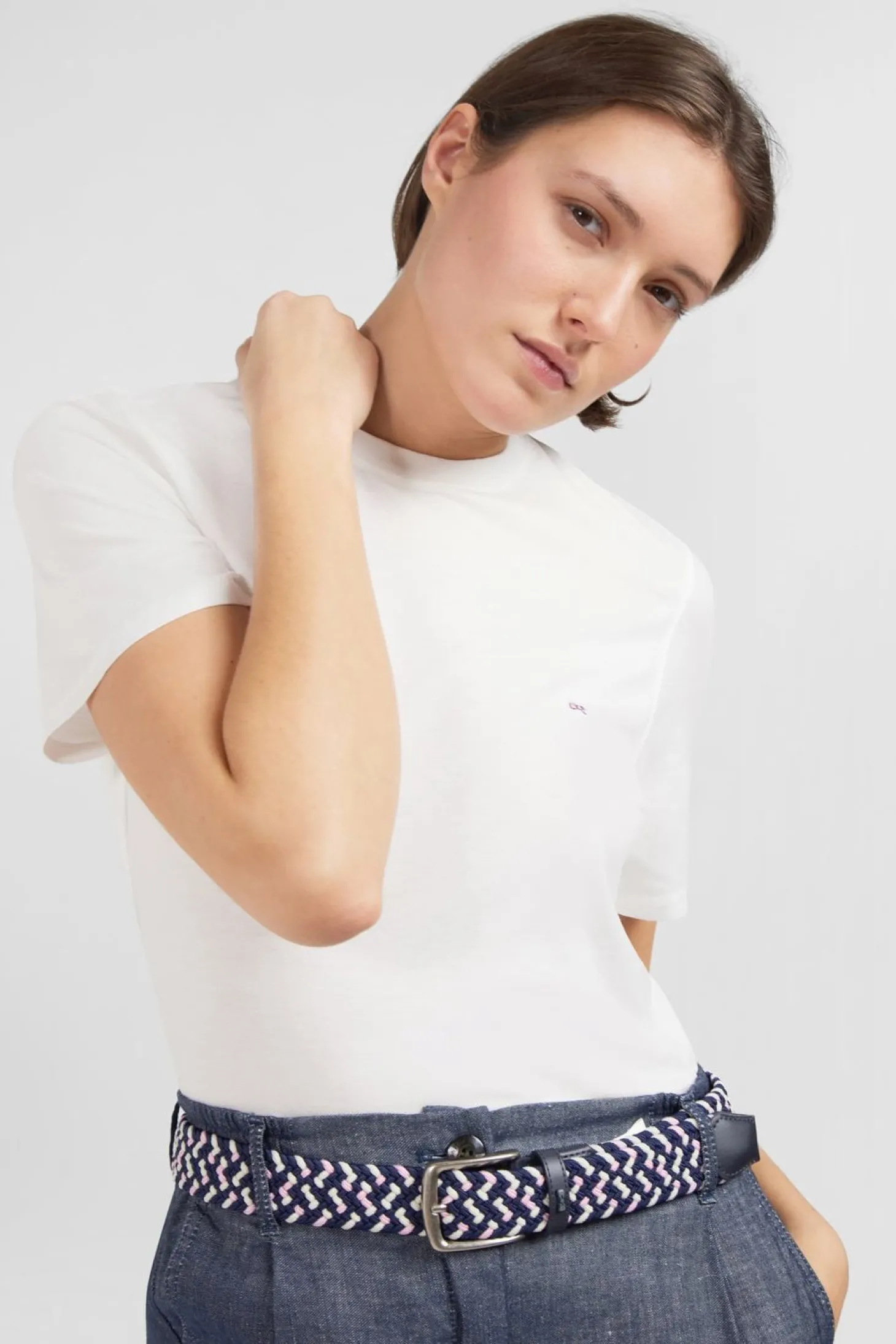 T-Shirt Blanc Uni A Manches Courtes