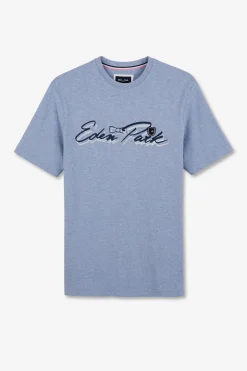 T-Shirt Bleu Clair A Double Inscription Eden Park