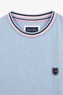 T-Shirt Bleu Clair A Manches Courtes