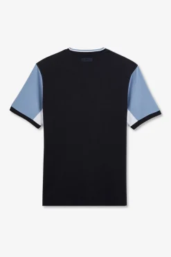 T-Shirt Bleu Colorblock A Manches Courtes