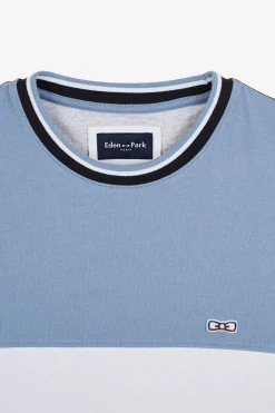 T-Shirt Bleu Colorblock A Manches Courtes