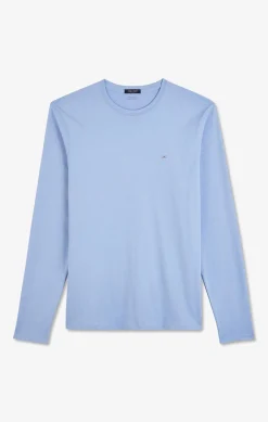 T-Shirt Bleu Col Rond A Manches Longues
