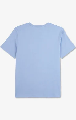 T-Shirt Bleu Col Rond A Manches Courtes