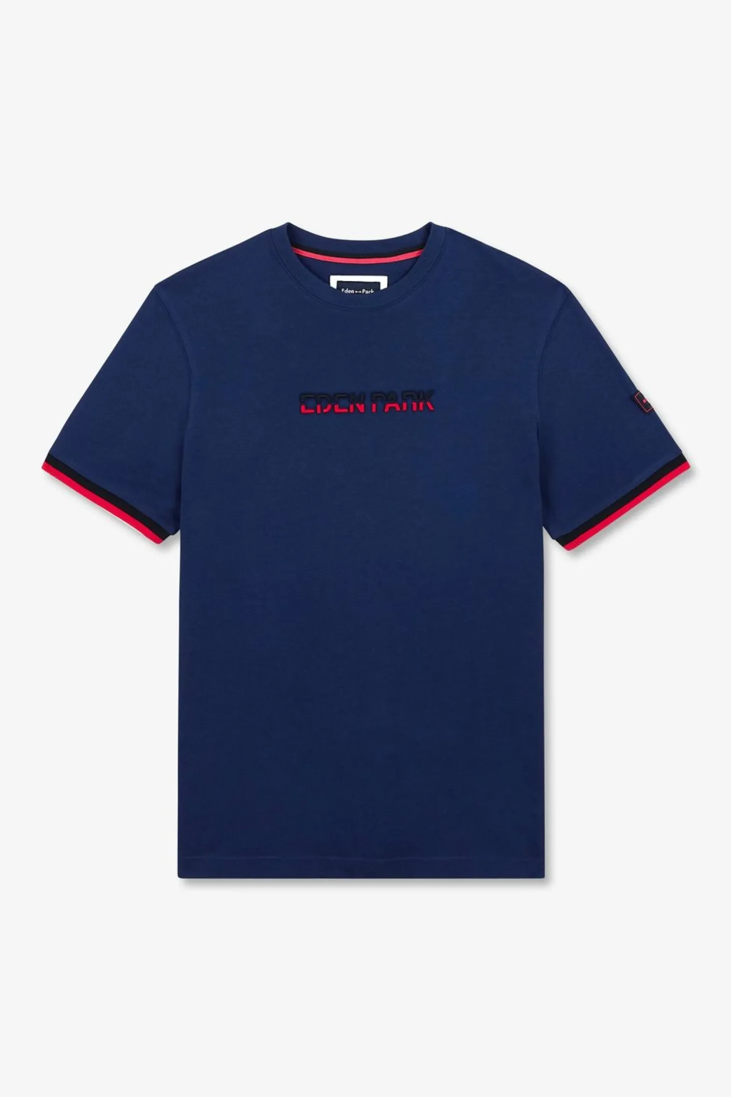 T-Shirt Bleu Fonce A Broderie Eden Park Bicolore