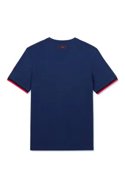 T-Shirt Bleu Fonce A Broderie Eden Park Bicolore