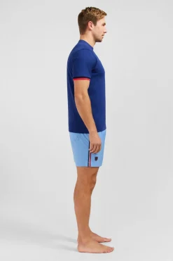 T-Shirt Bleu Fonce A Broderie Eden Park Bicolore