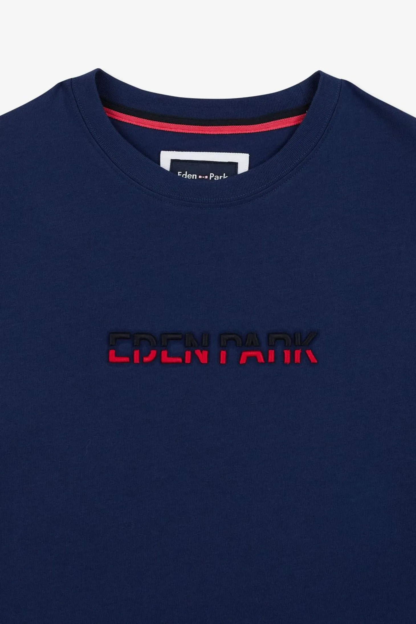 T-Shirt Bleu Fonce A Broderie Eden Park Bicolore