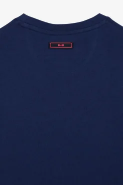 T-Shirt Bleu Fonce A Broderie Eden Park Bicolore