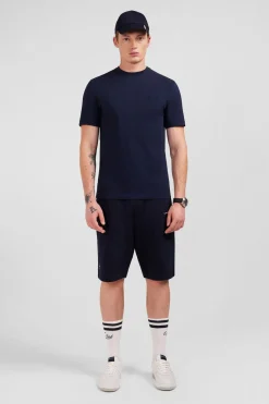 T-Shirt Bleu Fonce A Broderies