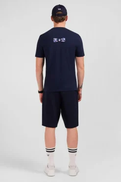 T-Shirt Bleu Fonce A Broderies