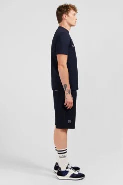 T-Shirt Bleu Fonce A Double Inscription Eden Park