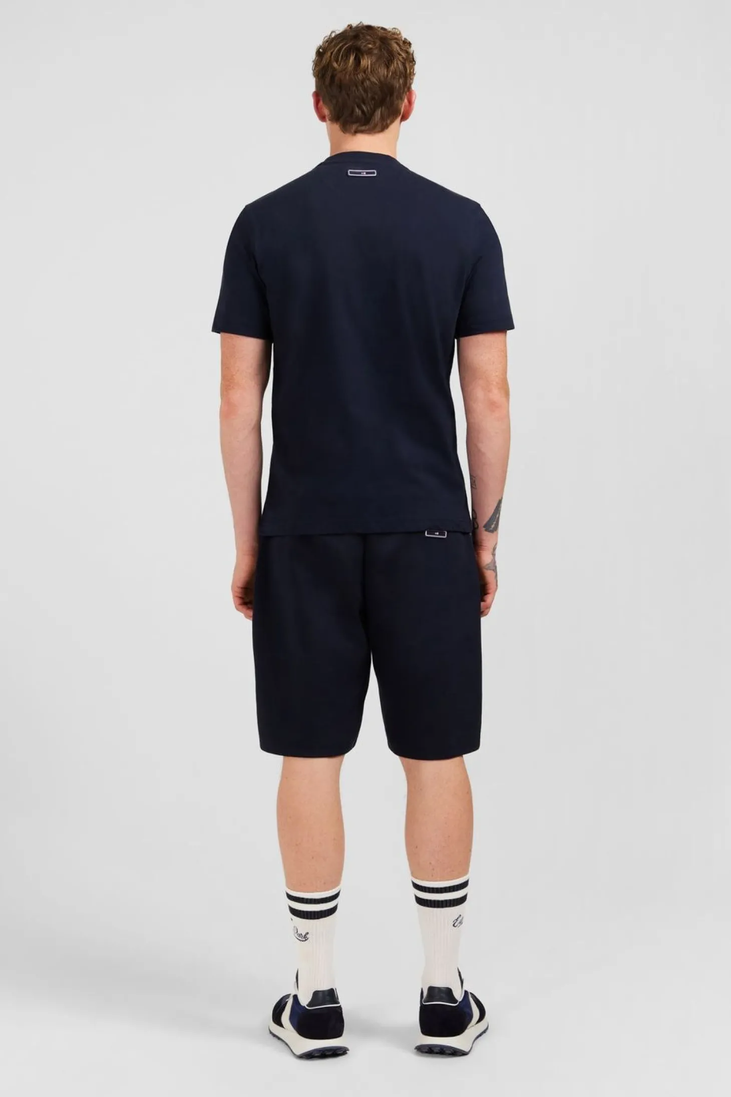 T-Shirt Bleu Fonce A Double Inscription Eden Park