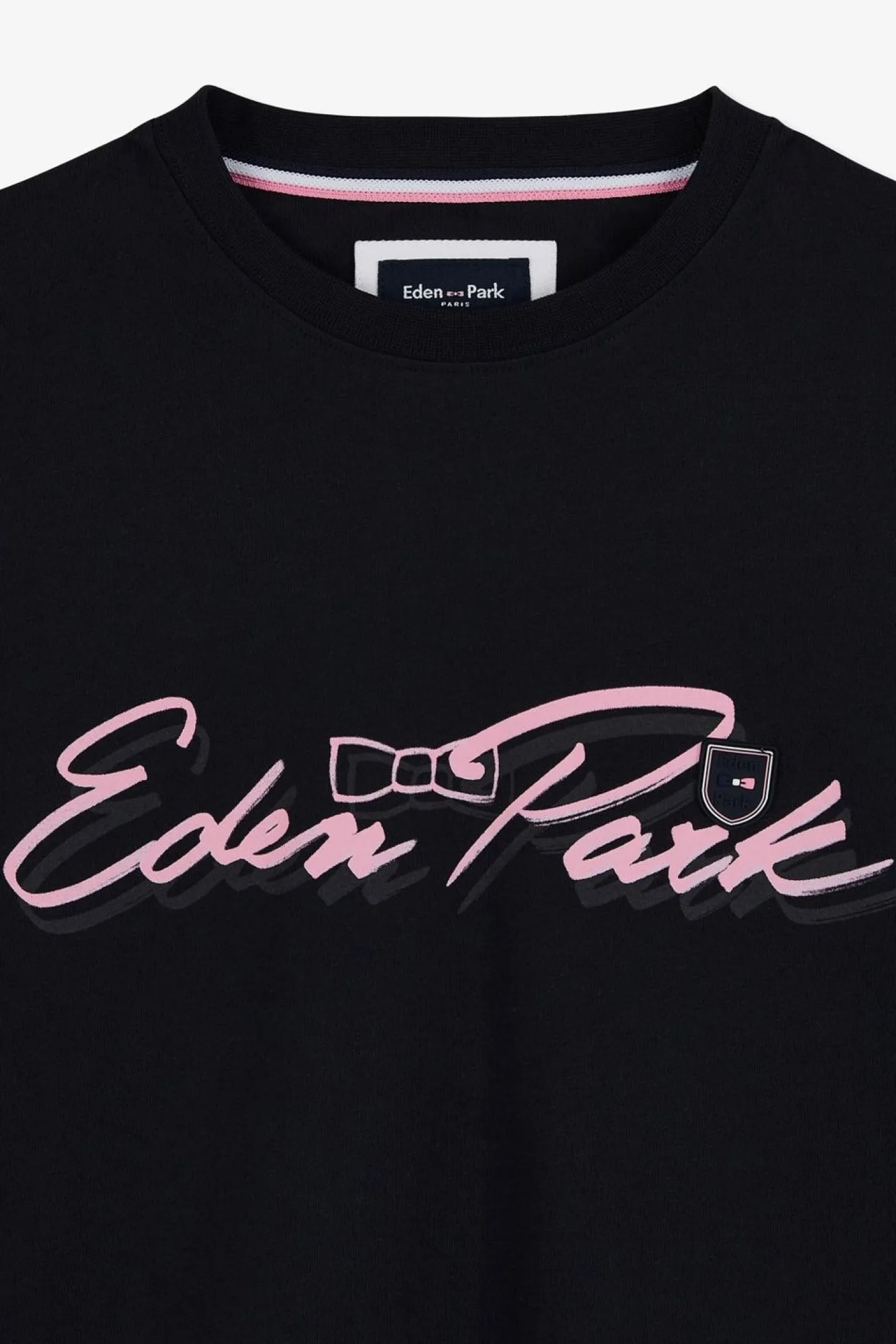 T-Shirt Bleu Fonce A Double Inscription Eden Park