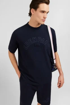 T-Shirt Bleu Fonce A Inscription Eden Park