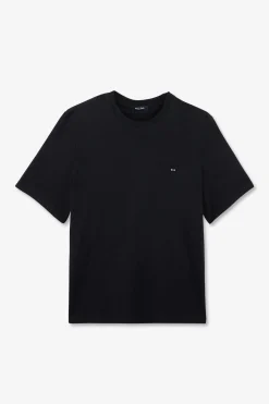T-Shirt Bleu Fonce Uni A Manches Courtes