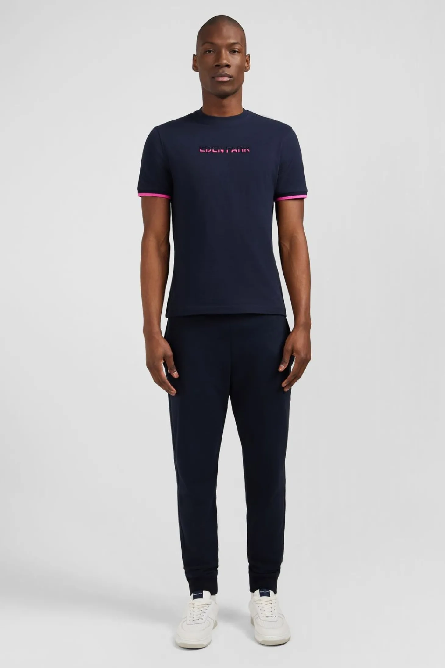 T-Shirt Bleu Marine A Broderie Eden Park Bicolore