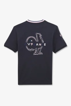 T-Shirt Bleu Marine A Coq Xv De France Au Dos