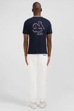 T-Shirt Bleu Marine A Coq Xv De France Au Dos