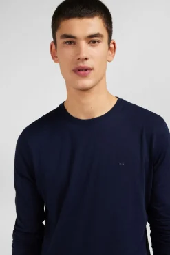 T-Shirt Bleu Marine Col Rond A Manches Longues