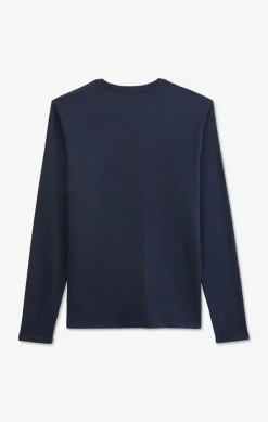 T-Shirt Bleu Marine Col Rond A Manches Longues