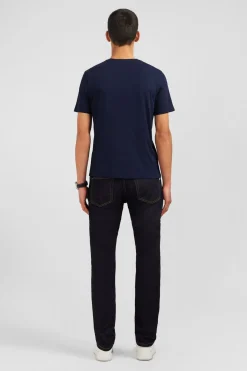 T-Shirt Bleu Marine Col Rond A Manches Courtes