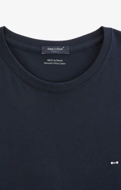 T-Shirt Bleu Marine Col Rond A Manches Courtes