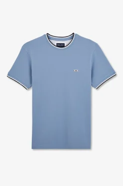 T-Shirt Bleu Uni A Manches Courtes
