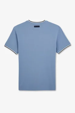 T-Shirt Bleu Uni A Manches Courtes