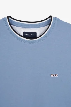 T-Shirt Bleu Uni A Manches Courtes