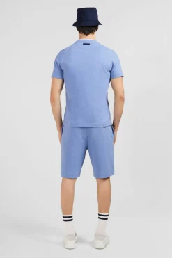 T-Shirt Bleu Uni A Manches Courtes