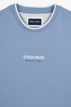 T-Shirt Bleu Uni A Manches Courtes