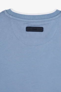T-Shirt Bleu Uni A Manches Courtes
