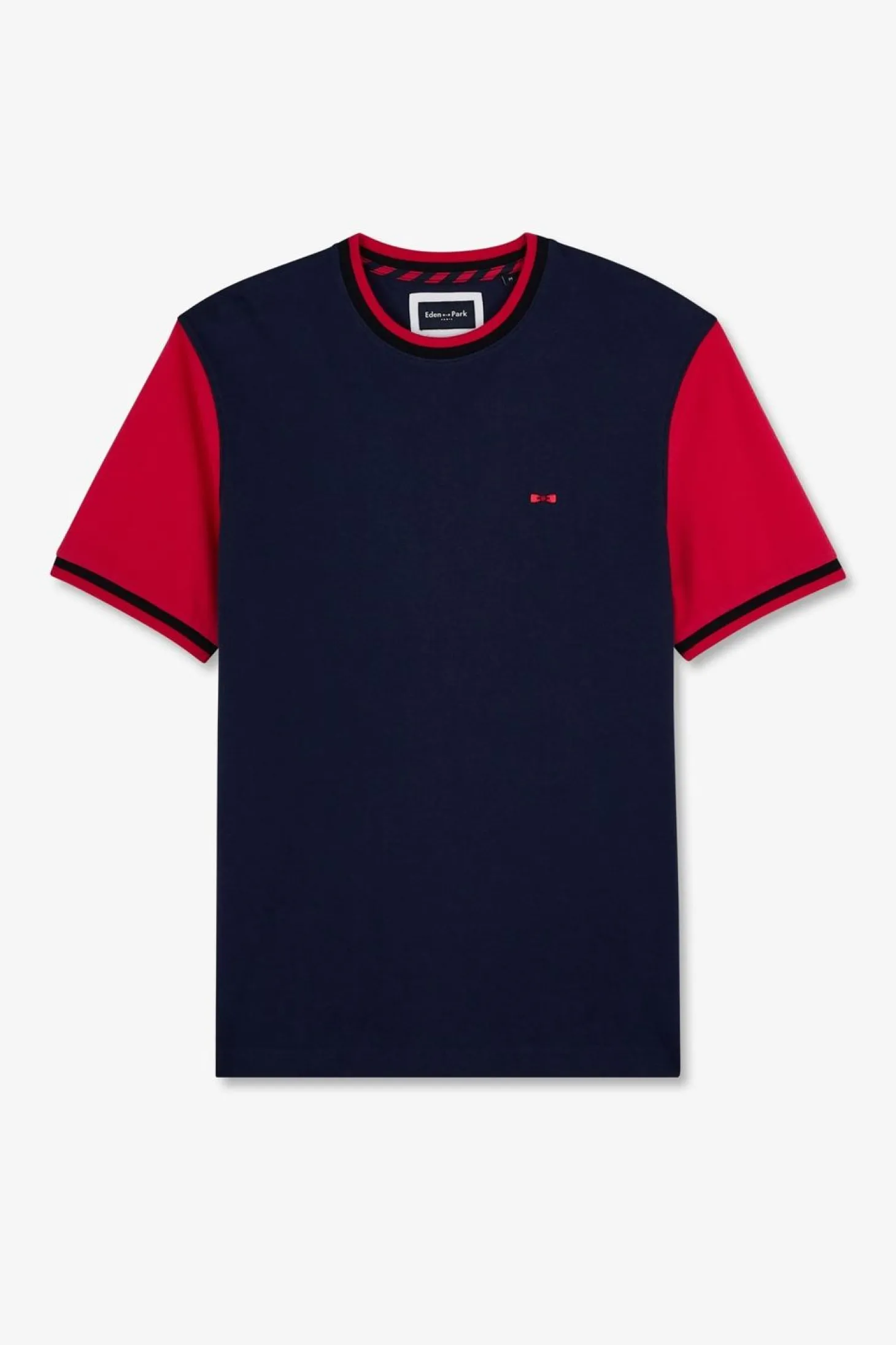 T-Shirt Colorblock Bleu Fonce A Inscription Eden Park French Flair